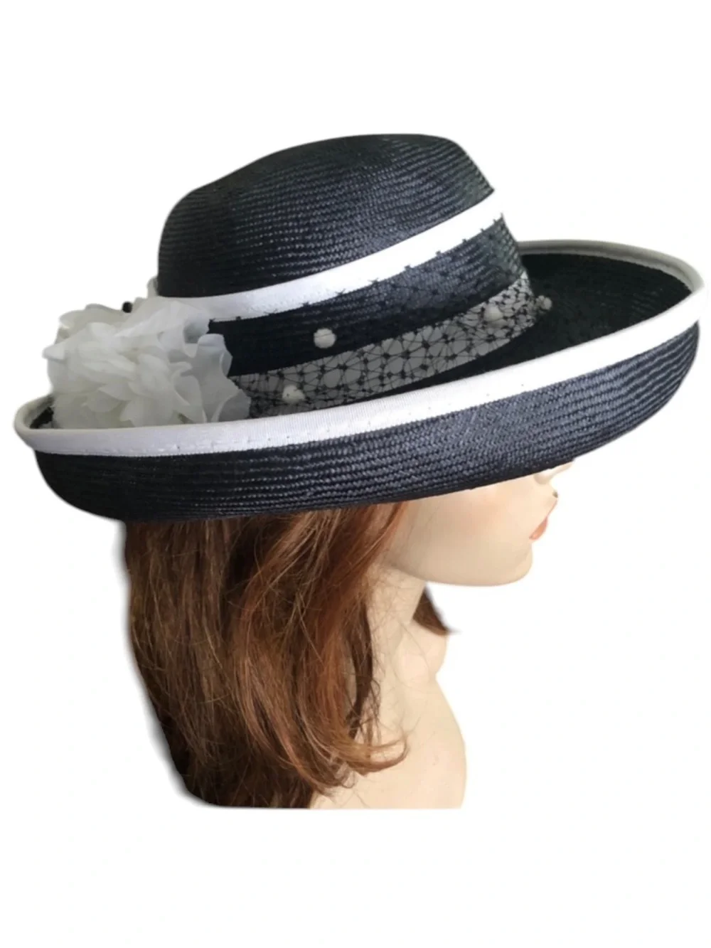 Vintage Black & White Derby Hat - Picture 2 of 12